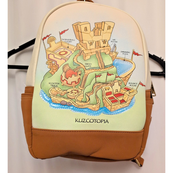 Kuzcotopia Disney loungefly NWT backpack side and inner Pockets Rare! - Picture 1 of 9